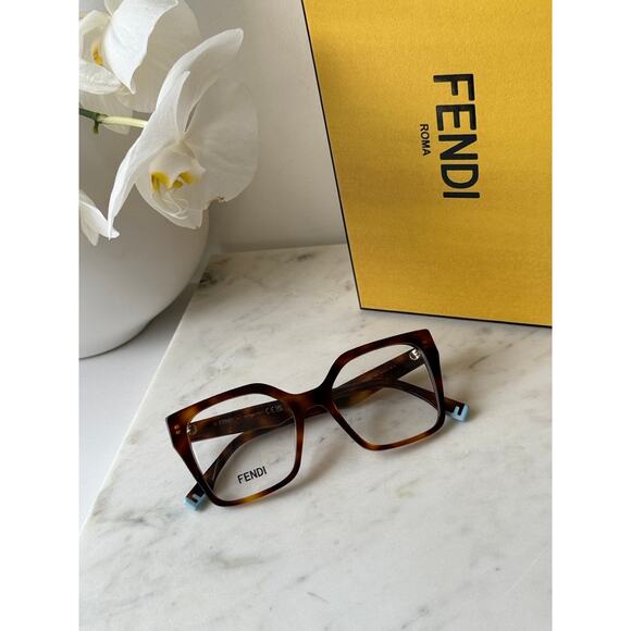 NEW Fendi FE50002I Brown Oversized Square Eyeglasses Frames - Picture 1 of 6